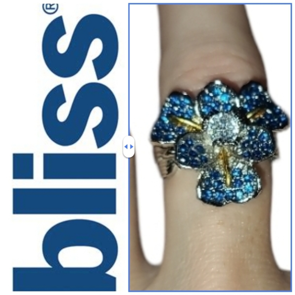 🧧NWT Beautiful BLISS Micro Pave Tow-Toned Iris w/ Blue & White Topaz